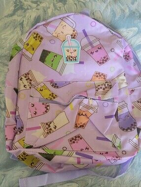 Brand New Kids Purple boba Tea Print Backpack